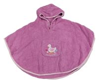 Tmavorůžové froté osuškové pončo s husou a kapucí Jojo Maman Bébé