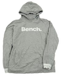 Šedá melírovaná lehká mikina s logem a kapucí Bench