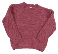 Vínový žebrovaný žinylkový svetr Topolino