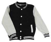 Černo-světlešedá baseballová mikina