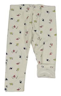 Smetanové teplé legíny s ptáčky Topomini