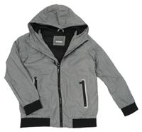 Šedá melírovaná šusťáková jarní bunda s kapucí Primark