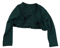 Tmavozelené žebrované bolerko s volánky