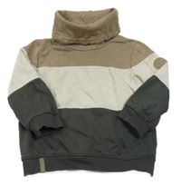 Hnědo-béžovo-antracitová mikina s komínovým límcem Topolino