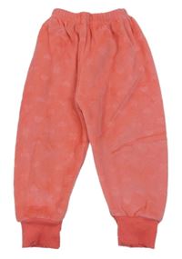 Lososové plyšové tepláky se srdíčky