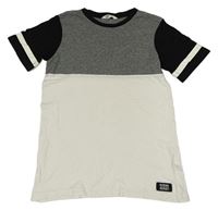Bílo-šedo-černé tričko H&M
