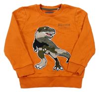 Oranžová mikina s army dinosaurem C&A