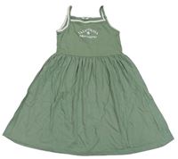 Khaki bavlněné šaty s nápisem Primark