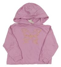 Růžová lehká mikina s motýlkem a kapucí H&M