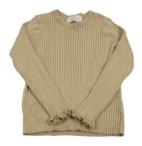 Béžový žebrovaný lehký svetr H&M