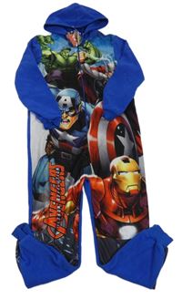 Nové - Modro-barevná fleecová kombinéza s Marvel a kapucí Marvel