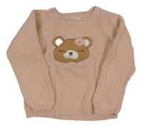 Světlerůžový svetr s medvědem C&A