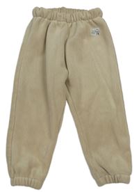 Světlebéžové žebrované sametové tepláky s nášivkou Zara