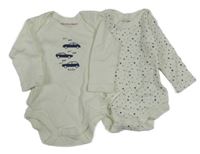 2x bílé body s auty a hvězdičkami 