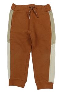 Hnědé žebrované tepláky s pruhem C&A