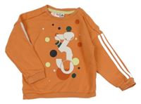 Oranžová mikina s číslem a pruhy Adidas