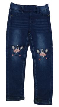 Tmavomodré džegíny s jednorožci Kiki&Koko