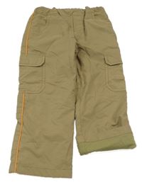 Hnědé šusťákové podšité kalhoty 