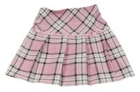 Růžovo-bílo-černá kostkovaná sukně C&A