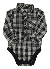 Černo-šedé kostkované košilové body Early Days