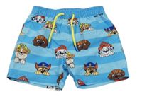 Modré pruhované plážové kraťasy s Tlapkovou patrolou Nickelodeon