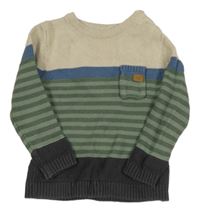 Zeleno-smetanový pruhovaný svetr John Lewis