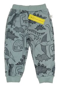 Nové - světlemodré tepláky s dinosaury shein