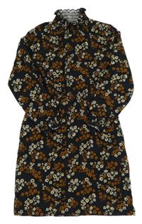 Černo-hnědé květované šaty we