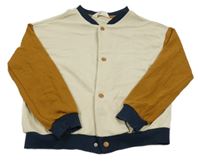 Smetanovo-hnědá propínací mikina s tmavomodrým lemem H&M