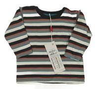 Nové - šedo-bílo-modré pruhované triko Name it