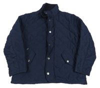 Tmavomodrá šusťáková prošívaná lehce zateplená bunda 