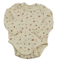 Světlebéžové body s ptáčky Topomini