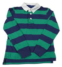 Zeleno-tmavomodré pruhované polo triko Mini Boden