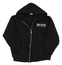 Černá propínací mikina s logem a kapucí - HUGO BOSS