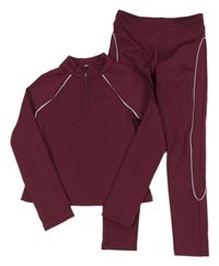 2 set - vínová sportovní mikina + sportovní legíny 