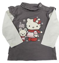 Šedo-bílé triko s Hello Kitty 