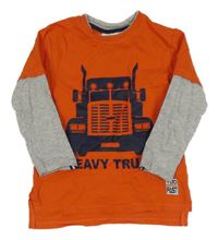 Oranžovo-šedé triko s truckem kids