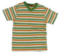 Zeleno-oranžovo-bílé pruhované tričko George
