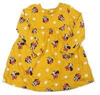 Hořčicové puntíkaté bavlněné šaty s Minnie Disney
