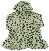 Zelené teplákové šaty s kapucí a leopardím vzorem Next