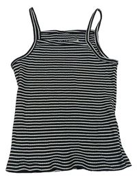 Černo-bílý žebrovaný pruhovaný crop top Primark