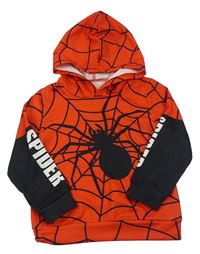 Červeno-černá mikina s pavučinami a kapucí - Spiderman 