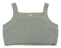 Mintový úpletový crop top s kamínky River Island