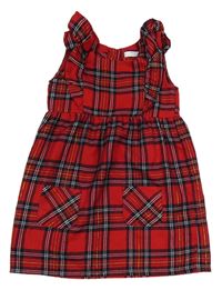Červeno-černé kostkované šaty s volánky Primark