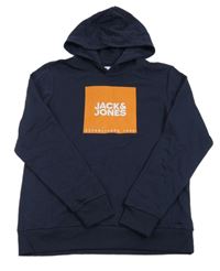 Tmavomodrá mikina s logem a kapucí Jack & Jones