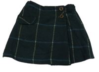 Tmavozeleno-modrá kostkovaná vlněná sukně Zara