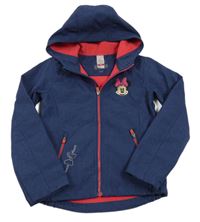 Tmavomodrá melírovaná softshellová bunda s kapucí a Minnie Disney