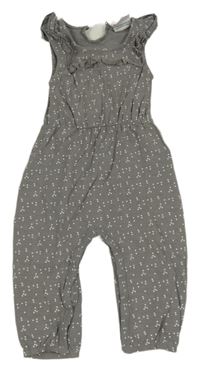 Světlešedý puntíkatý kalhotový overal s volánky Topomini
