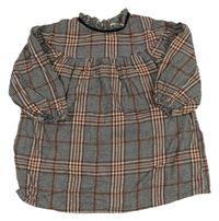 Černo-bílo-rezavé kostkované šaty Next