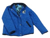 Tmavomodrá prošívaná šusťáková zateplená bunda s Elsou Disney